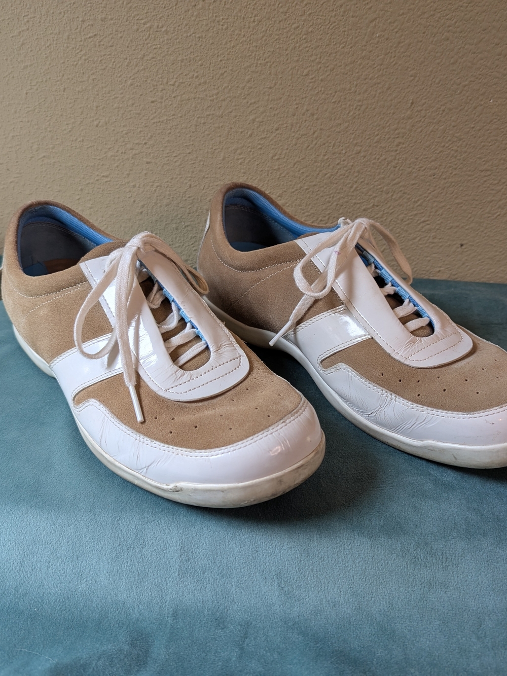 Nike Air/Cole Haan G Series Beige and White Suede Lace-Up Sneakers